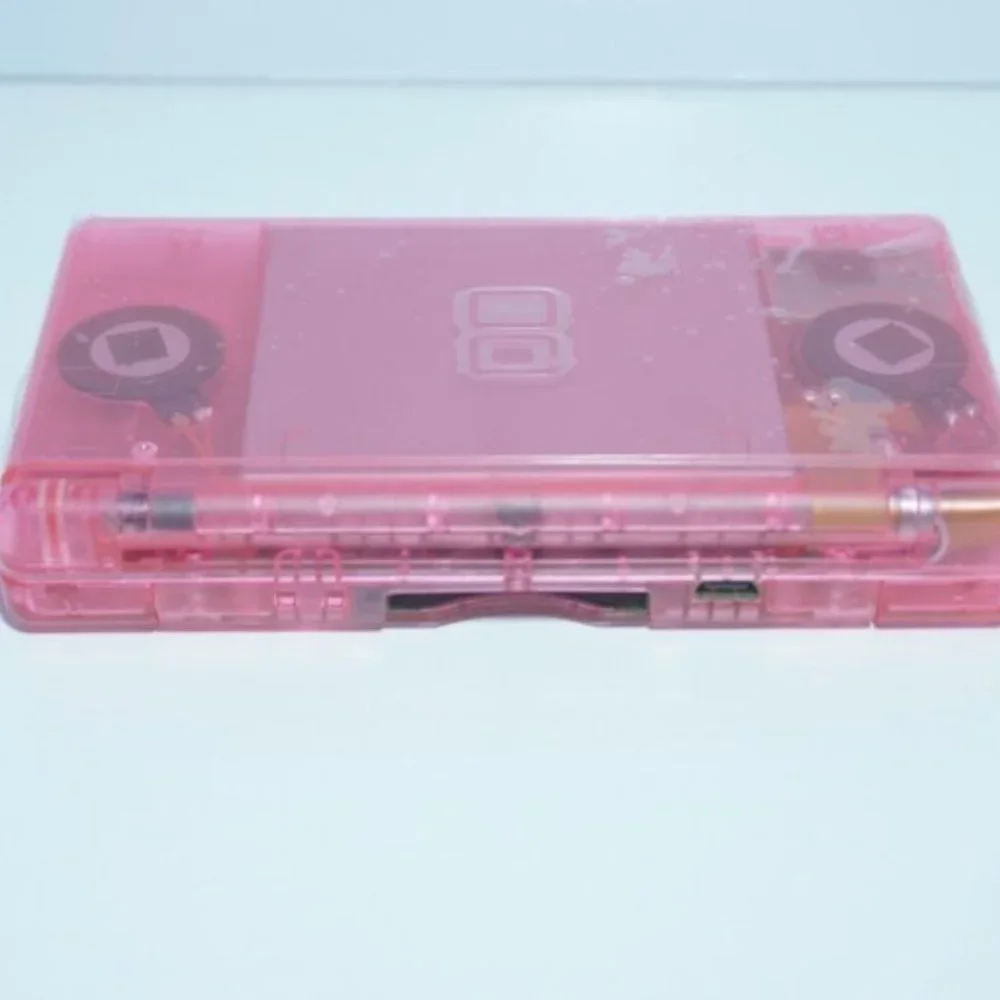 Nintendo DS Lite Transparent Clear Pink Handheld System with Charger & Stylus